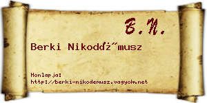 Berki Nikodémusz névjegykártya